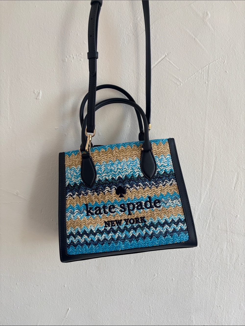 kate spade Blue Multicolor Woven Crossbody Tote - brand new with tag